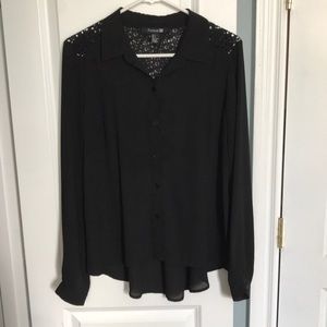 Black flowy button down